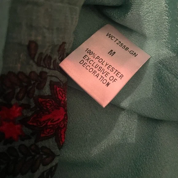 THML Green Floral Midi Dress with Smocking & Ruffle Medium - Picture 12 of 12